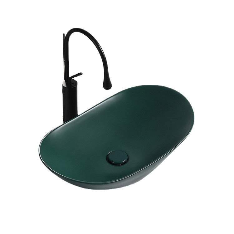 Modern Vessel Bathroom Sink Porcelain Oval with Pop-Up Drain and Faucet Vessel Sink Clearhalo 'Bathroom Remodel & Bathroom Fixtures' 'Bathroom Sinks & Faucet Components' 'Bathroom Sinks' 'bathroom_sink' 'Home Improvement' 'home_improvement' 'home_improvement_bathroom_sink' 6818755