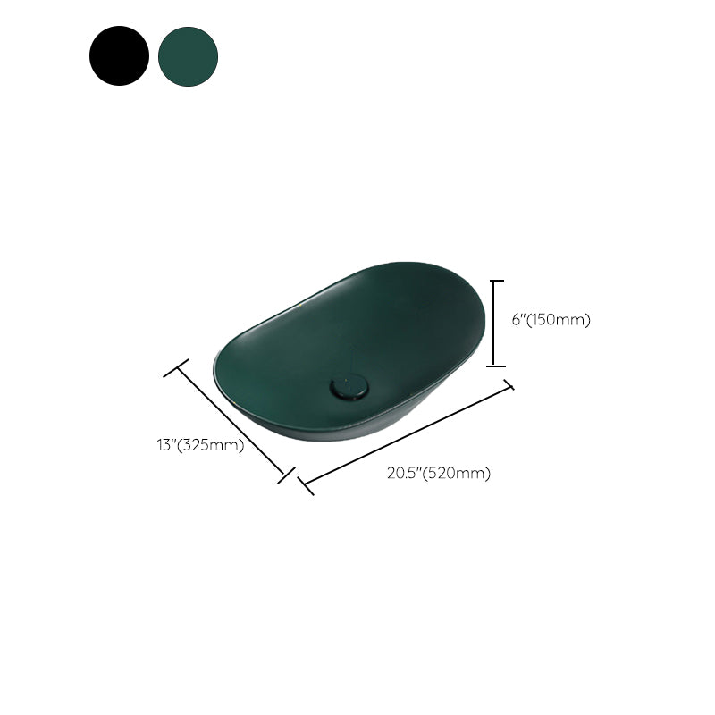 Modern Vessel Bathroom Sink Porcelain Oval with Pop-Up Drain and Faucet Vessel Sink Clearhalo 'Bathroom Remodel & Bathroom Fixtures' 'Bathroom Sinks & Faucet Components' 'Bathroom Sinks' 'bathroom_sink' 'Home Improvement' 'home_improvement' 'home_improvement_bathroom_sink' 6818772