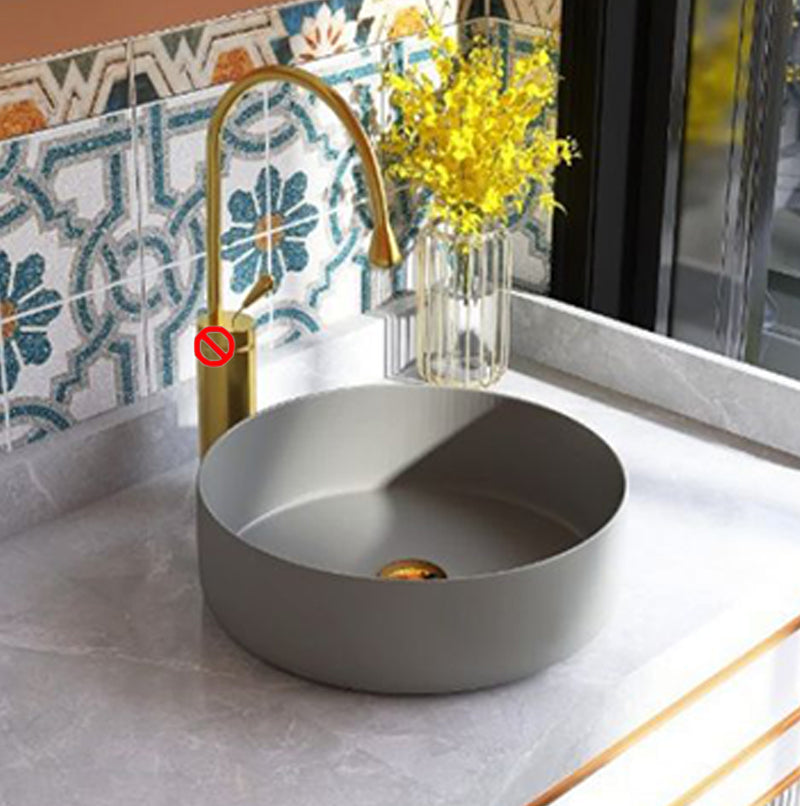 Modern Vessel Sink Round Porcelain with Basin Vessel Lavatory Sink without Faucet Grey Clearhalo 'Bathroom Remodel & Bathroom Fixtures' 'Bathroom Sinks & Faucet Components' 'Bathroom Sinks' 'bathroom_sink' 'Home Improvement' 'home_improvement' 'home_improvement_bathroom_sink' 6818807