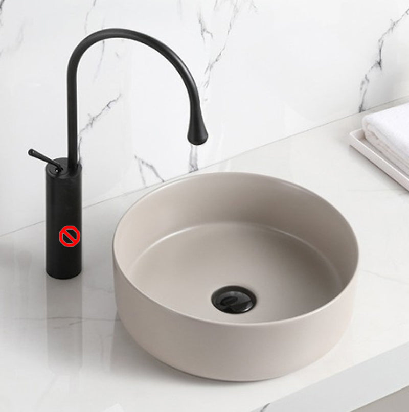 Modern Vessel Sink Round Porcelain with Basin Vessel Lavatory Sink without Faucet Khaki Clearhalo 'Bathroom Remodel & Bathroom Fixtures' 'Bathroom Sinks & Faucet Components' 'Bathroom Sinks' 'bathroom_sink' 'Home Improvement' 'home_improvement' 'home_improvement_bathroom_sink' 6818817