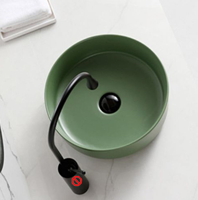 Modern Vessel Sink Round Porcelain with Basin Vessel Lavatory Sink without Faucet 16"L x 16"W x 5"H Light Green Clearhalo 'Bathroom Remodel & Bathroom Fixtures' 'Bathroom Sinks & Faucet Components' 'Bathroom Sinks' 'bathroom_sink' 'Home Improvement' 'home_improvement' 'home_improvement_bathroom_sink' 6818821