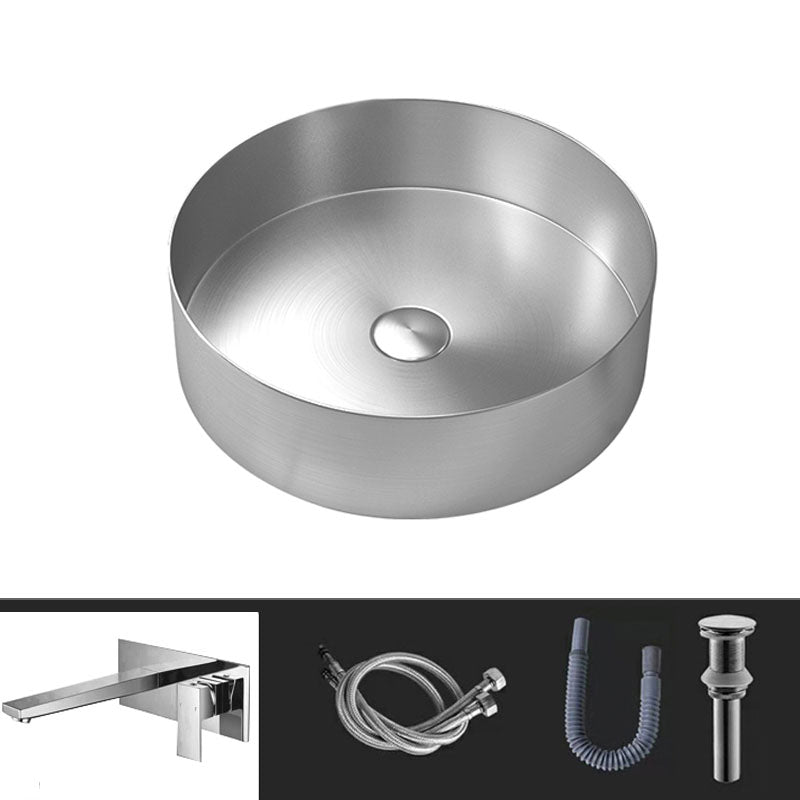 Metal Trough Sink Solid Color Bathroom Sink with Pop-Up Drain Silver Wall Mounted Sink with Faucet Clearhalo 'Bathroom Remodel & Bathroom Fixtures' 'Bathroom Sinks & Faucet Components' 'Bathroom Sinks' 'bathroom_sink' 'Home Improvement' 'home_improvement' 'home_improvement_bathroom_sink' 6818839
