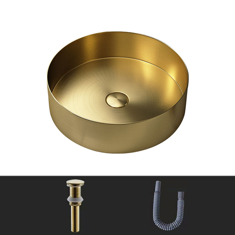 Metal Trough Sink Solid Color Bathroom Sink with Pop-Up Drain Gold Unavailiable Sink Clearhalo 'Bathroom Remodel & Bathroom Fixtures' 'Bathroom Sinks & Faucet Components' 'Bathroom Sinks' 'bathroom_sink' 'Home Improvement' 'home_improvement' 'home_improvement_bathroom_sink' 6818841