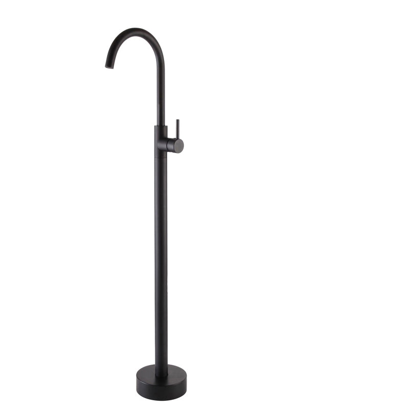 Brass Freestanding Tub Filler Floor Mounted Tub Filler with Handles Black Round Ground Clearhalo 'Bathroom Remodel & Bathroom Fixtures' 'Bathtub Faucets' 'bathtub_faucets' 'Home Improvement' 'home_improvement' 'home_improvement_bathtub_faucets' 6818874