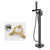 Modern Brass Freestanding Tub Filler Floor Mounted Tub Filler with Handle Black Embedded Box Not Included Clearhalo 'Bathroom Remodel & Bathroom Fixtures' 'Bathtub Faucets' 'bathtub_faucets' 'Home Improvement' 'home_improvement' 'home_improvement_bathtub_faucets' 6818889