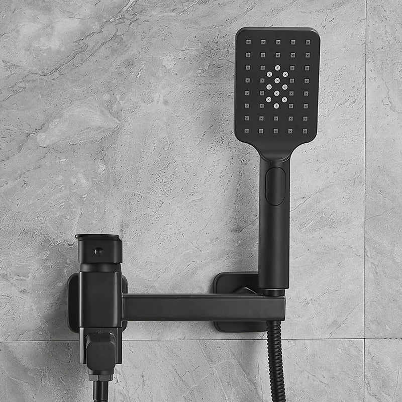 Copper Tub Filler Single Lever Handle Low Arc Swivel Wall Mount Tub Filler with Handshower Clearhalo 'Bathroom Remodel & Bathroom Fixtures' 'Bathtub Faucets' 'bathtub_faucets' 'Home Improvement' 'home_improvement' 'home_improvement_bathtub_faucets' 6818913