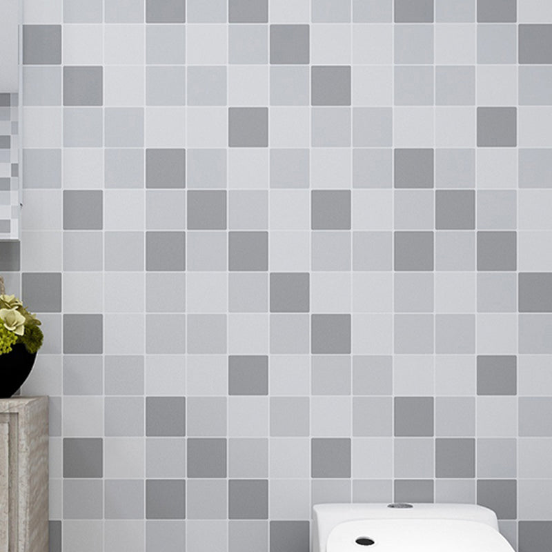 Modern Peel and Stick Tiles PVC Square Wallpaper for Kitchen and Bathroom Backsplash Gray Plaid Clearhalo 'Flooring 'Home Improvement' 'home_improvement' 'home_improvement_peel_stick_blacksplash' 'Peel & Stick Backsplash Tile' 'peel_stick_blacksplash' 'Walls & Ceilings' Walls and Ceiling' 6819230