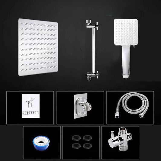 Contemporary Pull Down Dual Shower Head Square High Arch Shower Head Combo in Chrome Clearhalo 'Bathroom Remodel & Bathroom Fixtures' 'Home Improvement' 'home_improvement' 'home_improvement_shower_heads' 'Shower Heads' 'shower_heads' 'Showers & Bathtubs Plumbing' 'Showers & Bathtubs' 6819589