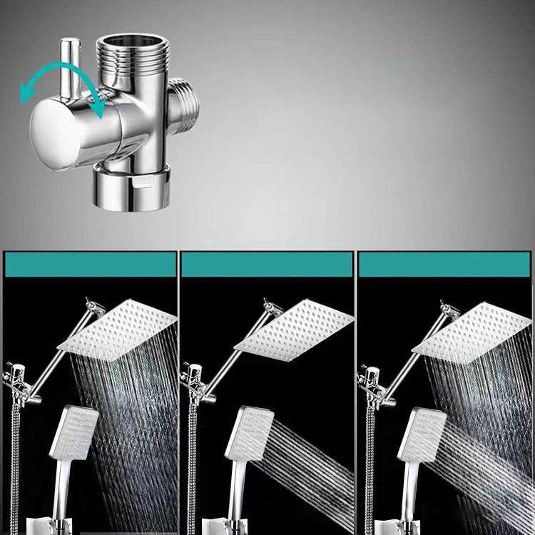 Contemporary Pull Down Dual Shower Head Square High Arch Shower Head Combo in Chrome Clearhalo 'Bathroom Remodel & Bathroom Fixtures' 'Home Improvement' 'home_improvement' 'home_improvement_shower_heads' 'Shower Heads' 'shower_heads' 'Showers & Bathtubs Plumbing' 'Showers & Bathtubs' 6819590