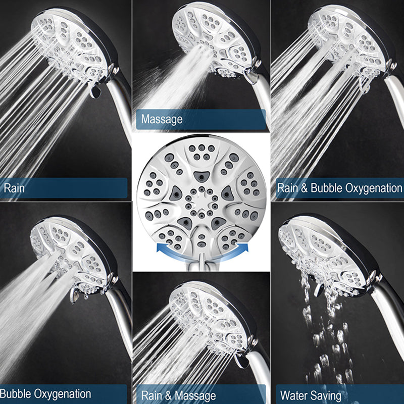 Contemporary Shower Combo Dual Shower Head Chrome Ceiling Mounted Round Shower Head Clearhalo 'Bathroom Remodel & Bathroom Fixtures' 'Home Improvement' 'home_improvement' 'home_improvement_shower_heads' 'Shower Heads' 'shower_heads' 'Showers & Bathtubs Plumbing' 'Showers & Bathtubs' 6819612