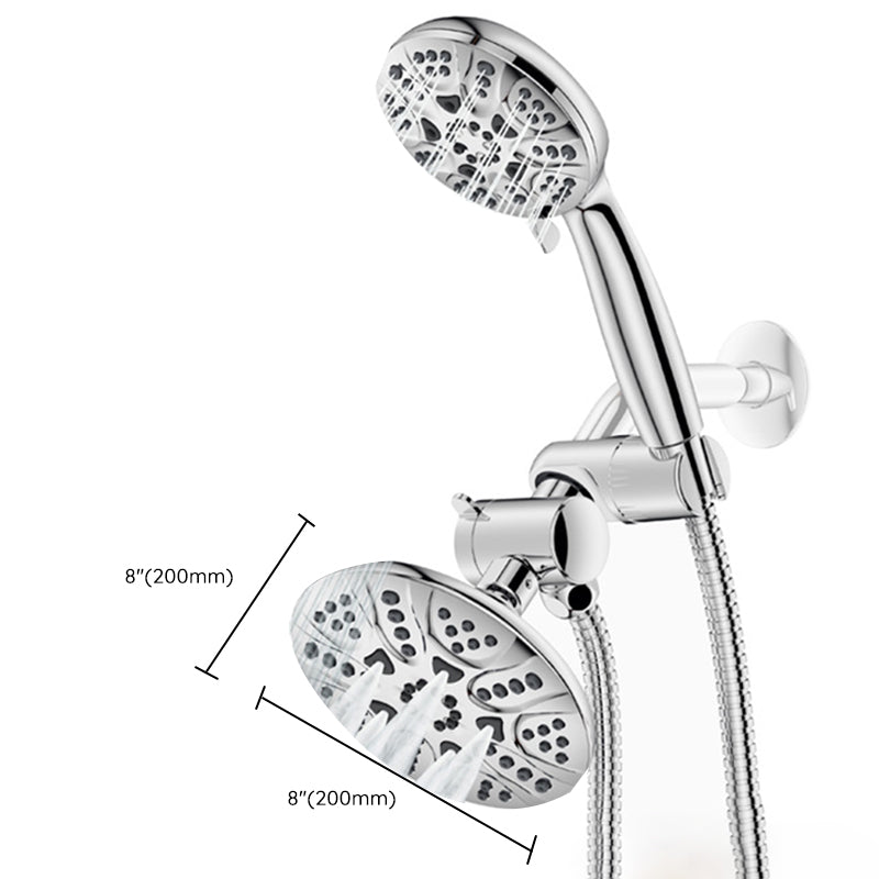 Contemporary Shower Combo Dual Shower Head Chrome Ceiling Mounted Round Shower Head Clearhalo 'Bathroom Remodel & Bathroom Fixtures' 'Home Improvement' 'home_improvement' 'home_improvement_shower_heads' 'Shower Heads' 'shower_heads' 'Showers & Bathtubs Plumbing' 'Showers & Bathtubs' 6819613