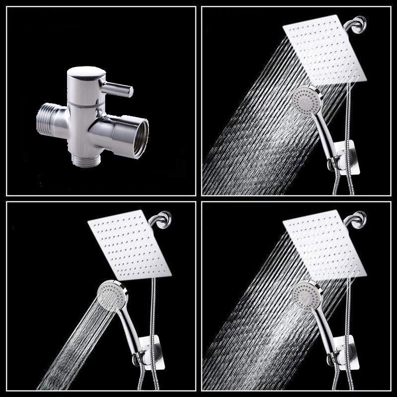 Modern Pull down Dual Shower Head Square High Arch Shower Head Combo Clearhalo 'Bathroom Remodel & Bathroom Fixtures' 'Home Improvement' 'home_improvement' 'home_improvement_shower_heads' 'Shower Heads' 'shower_heads' 'Showers & Bathtubs Plumbing' 'Showers & Bathtubs' 6819617