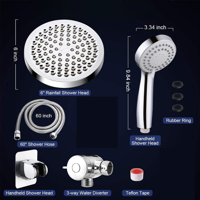 Modern Dual Shower Head Square High Arch Shower Head Combo in Silver Clearhalo 'Bathroom Remodel & Bathroom Fixtures' 'Home Improvement' 'home_improvement' 'home_improvement_shower_heads' 'Shower Heads' 'shower_heads' 'Showers & Bathtubs Plumbing' 'Showers & Bathtubs' 6819628