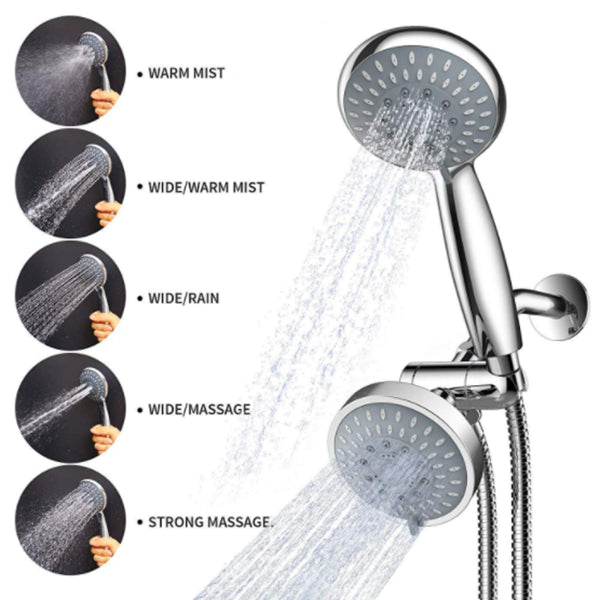 Modern Style Dual Shower Heads Wall Mounted Round Metal Dual Shower Clearhalo 'Bathroom Remodel & Bathroom Fixtures' 'Home Improvement' 'home_improvement' 'home_improvement_shower_heads' 'Shower Heads' 'shower_heads' 'Showers & Bathtubs Plumbing' 'Showers & Bathtubs' 6819654