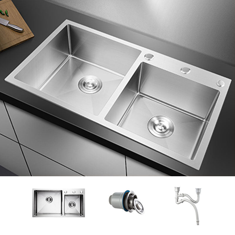 3 Holes Kitchen Sink Rectangle Stainless Steel Sink With Strainer Sink Only None Clearhalo 'Home Improvement' 'home_improvement' 'home_improvement_kitchen_sinks' 'Kitchen Remodel & Kitchen Fixtures' 'Kitchen Sinks & Faucet Components' 'Kitchen Sinks' 'kitchen_sinks' 6821571