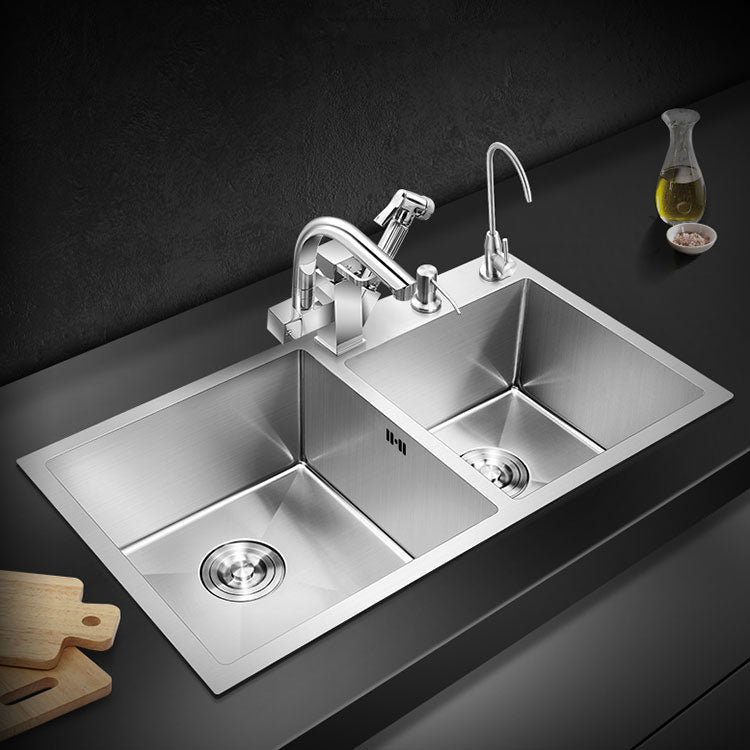 3 Holes Kitchen Sink Rectangle Stainless Steel Sink With Strainer Clearhalo 'Home Improvement' 'home_improvement' 'home_improvement_kitchen_sinks' 'Kitchen Remodel & Kitchen Fixtures' 'Kitchen Sinks & Faucet Components' 'Kitchen Sinks' 'kitchen_sinks' 6821581