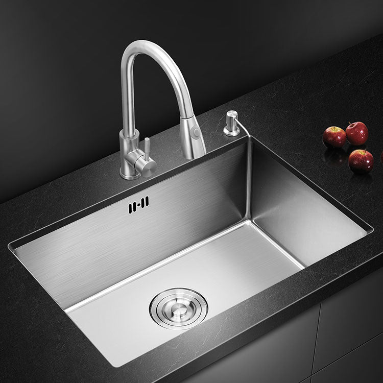 Rectangle Stainless Steel Sink Single Bowl Undermount Kitchen Sink 30"L x 17"W x 8"H Sink with Faucet Pull Out Faucet Clearhalo 'Home Improvement' 'home_improvement' 'home_improvement_kitchen_sinks' 'Kitchen Remodel & Kitchen Fixtures' 'Kitchen Sinks & Faucet Components' 'Kitchen Sinks' 'kitchen_sinks' 6821595