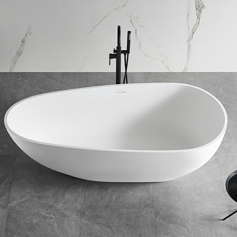 Modern Stone Soaking Bath White Freestanding Bathtub for Bathroom Matte White 67"L x 33"W x 21"H Clearhalo 'Bathroom Remodel & Bathroom Fixtures' 'Bathtubs' 'Home Improvement' 'home_improvement' 'home_improvement_bathtubs' 'Showers & Bathtubs' 6821611