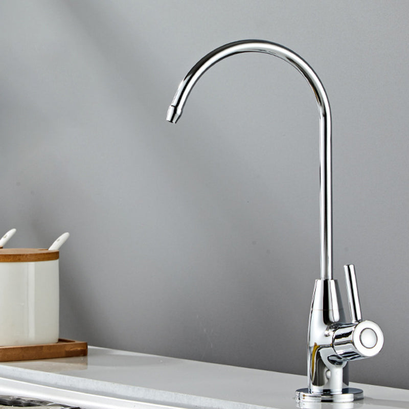 Modern High-Arc Kitchen Faucet Stainless Steel Swivel Spout Standard Kitchen Faucets 0.8"W Interface Lever Handles Clearhalo 'Home Improvement' 'home_improvement' 'home_improvement_kitchen_faucets' 'Kitchen Faucets' 'Kitchen Remodel & Kitchen Fixtures' 'Kitchen Sinks & Faucet Components' 'kitchen_faucets' 6822898