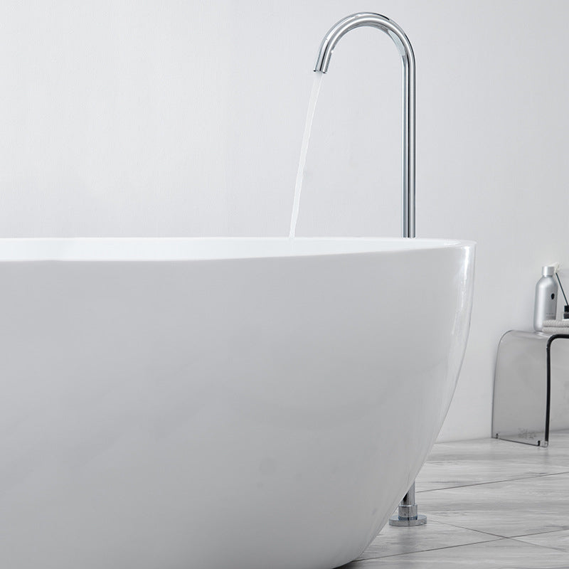 Modern Freestanding Tub Filler Copper Trim Floor Mounted Tub Filler Chrome Handle Not Included Clearhalo 'Bathroom Remodel & Bathroom Fixtures' 'Bathtub Faucets' 'bathtub_faucets' 'Home Improvement' 'home_improvement' 'home_improvement_bathtub_faucets' 6823375