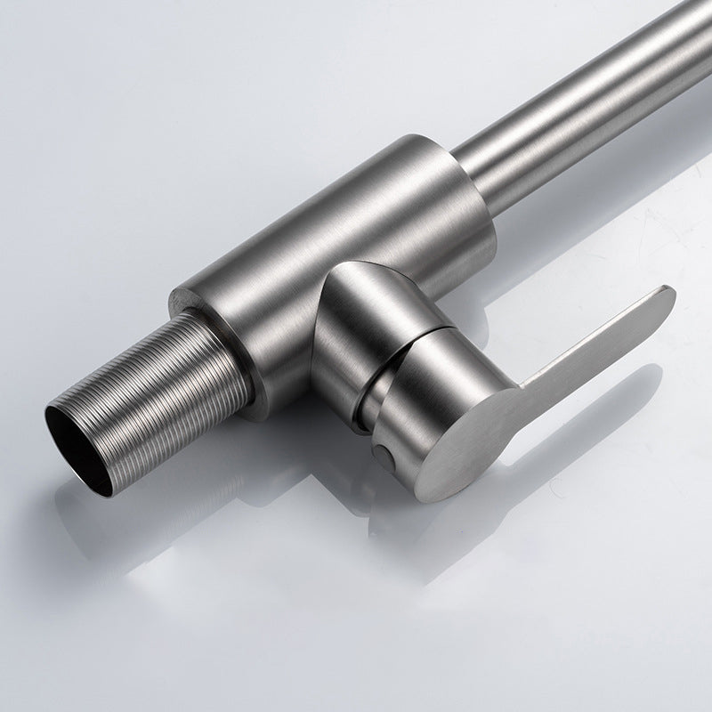 Contemporary Kitchen Faucet Stainless Steel Swivel Spout Standard Kitchen Faucets Clearhalo 'Home Improvement' 'home_improvement' 'home_improvement_kitchen_faucets' 'Kitchen Faucets' 'Kitchen Remodel & Kitchen Fixtures' 'Kitchen Sinks & Faucet Components' 'kitchen_faucets' 6823442