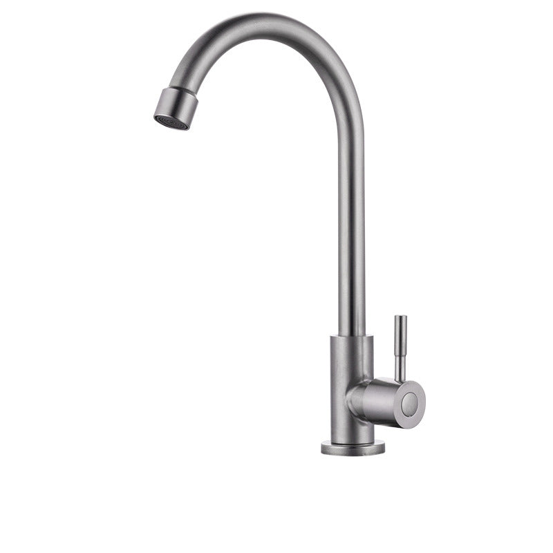 Contemporary Kitchen Faucet Stainless Steel Swivel Spout Standard Kitchen Faucets Elbow Outlet Clearhalo 'Home Improvement' 'home_improvement' 'home_improvement_kitchen_faucets' 'Kitchen Faucets' 'Kitchen Remodel & Kitchen Fixtures' 'Kitchen Sinks & Faucet Components' 'kitchen_faucets' 6823445