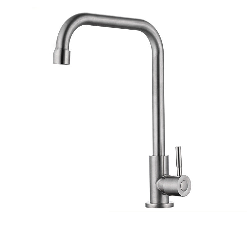 Contemporary Kitchen Faucet Stainless Steel Swivel Spout Standard Kitchen Faucets Clearhalo 'Home Improvement' 'home_improvement' 'home_improvement_kitchen_faucets' 'Kitchen Faucets' 'Kitchen Remodel & Kitchen Fixtures' 'Kitchen Sinks & Faucet Components' 'kitchen_faucets' 6823446