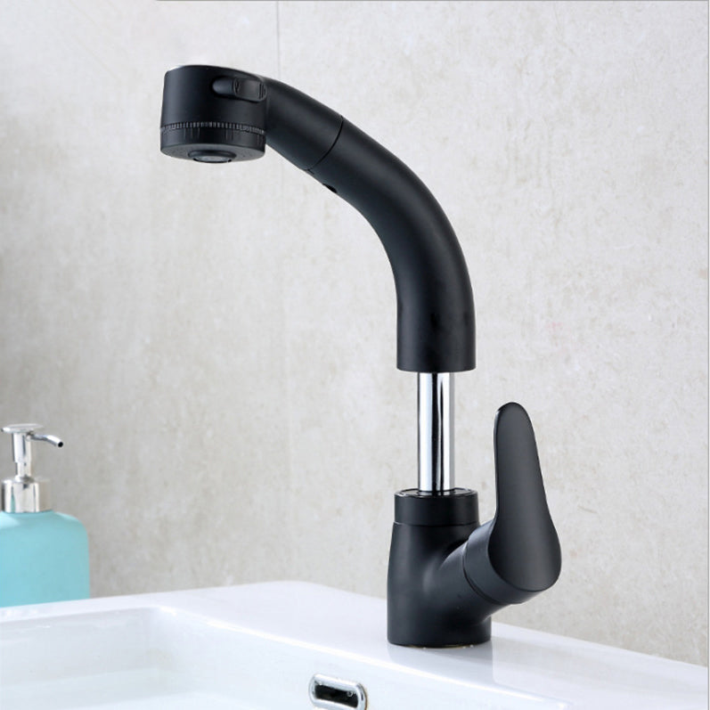 Contemporary Style Faucet Single Handle Vessel Sink Bathroom Faucet Black Lift Clearhalo 'Bathroom Remodel & Bathroom Fixtures' 'Bathroom Sink Faucets' 'Bathroom Sinks & Faucet Components' 'bathroom_sink_faucets' 'Home Improvement' 'home_improvement' 'home_improvement_bathroom_sink_faucets' 6823461