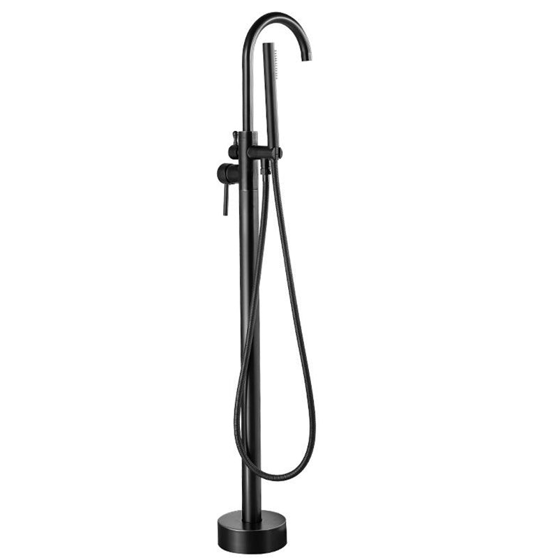 Tub Filler Lever Handle Freestanding Brass High Arc Handshower Traditional Tub Filler Clearhalo 'Bathroom Remodel & Bathroom Fixtures' 'Bathtub Faucets' 'bathtub_faucets' 'Home Improvement' 'home_improvement' 'home_improvement_bathtub_faucets' 6828085