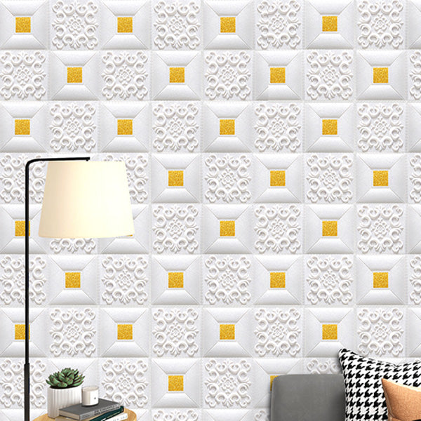 Gorgeous Style Wall Plank 3D Print Bathroom Living Room Wall Panels Set of 100 White-Gold Nano Clearhalo 'Flooring 'Home Improvement' 'home_improvement' 'home_improvement_wall_paneling' 'Wall Paneling' 'wall_paneling' 'Walls & Ceilings' Walls and Ceiling' 6828089