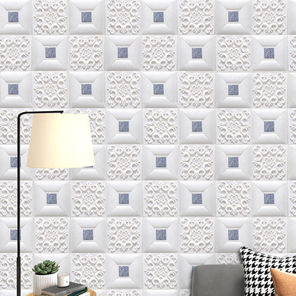 Gorgeous Style Wall Plank 3D Print Bathroom Living Room Wall Panels Set of 100 White-Silver Nano Clearhalo 'Flooring 'Home Improvement' 'home_improvement' 'home_improvement_wall_paneling' 'Wall Paneling' 'wall_paneling' 'Walls & Ceilings' Walls and Ceiling' 6828090