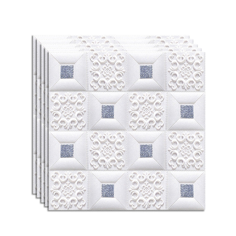 Gorgeous Style Wall Plank 3D Print Bathroom Living Room Wall Panels Set of 100 White-Silver Nano Strong Glue Fund Clearhalo 'Flooring 'Home Improvement' 'home_improvement' 'home_improvement_wall_paneling' 'Wall Paneling' 'wall_paneling' 'Walls & Ceilings' Walls and Ceiling' 6828107