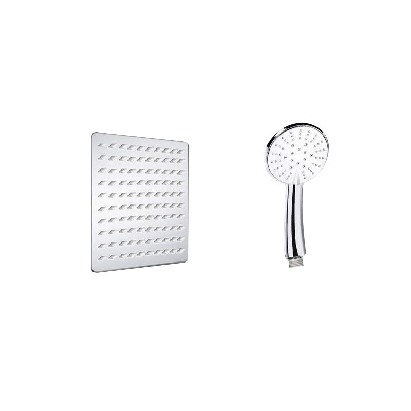Contemporary Dual Shower Head Square High Arch Shower Head Combo in Chrome Clearhalo 'Bathroom Remodel & Bathroom Fixtures' 'Home Improvement' 'home_improvement' 'home_improvement_shower_heads' 'Shower Heads' 'shower_heads' 'Showers & Bathtubs Plumbing' 'Showers & Bathtubs' 6828124