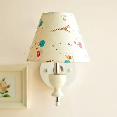 Fabric Floral Wall Light Child Bedroom 1 Head Contemporary Sconce Light in White White A Clearhalo 'Industrial' 'Middle century wall lights' 'Tiffany wall lights' 'Tiffany' 'Wall Lamps & Sconces' 'Wall Lights' Lighting' 68337