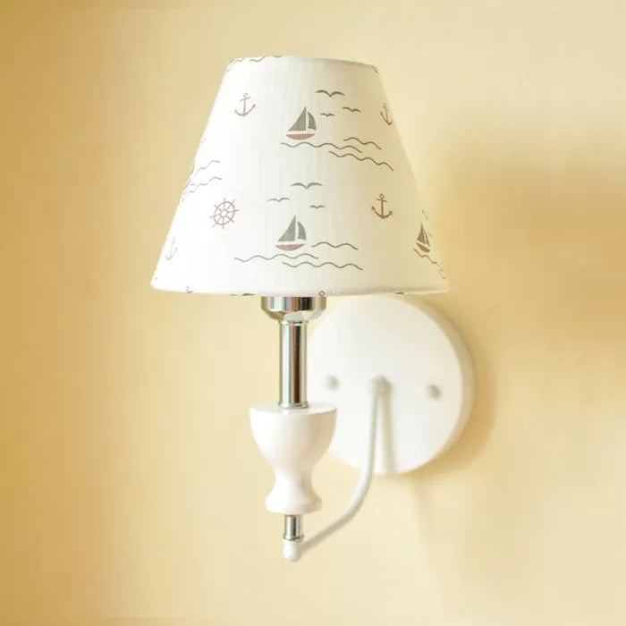 Fabric Floral Wall Light Child Bedroom 1 Head Contemporary Sconce Light in White White B Clearhalo 'Industrial' 'Middle century wall lights' 'Tiffany wall lights' 'Tiffany' 'Wall Lamps & Sconces' 'Wall Lights' Lighting' 68338