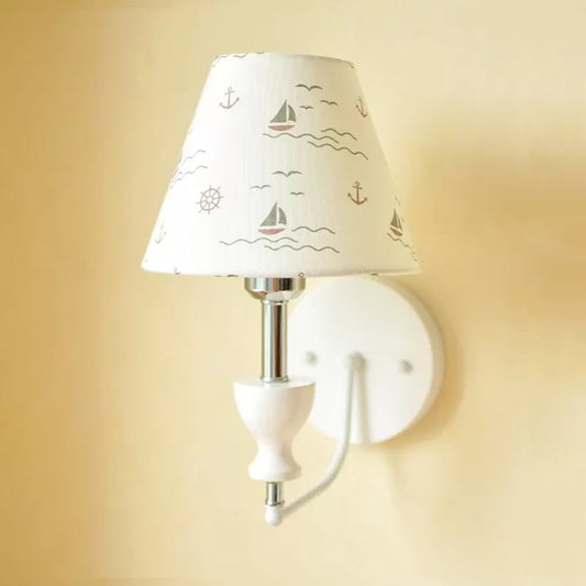 Fabric Floral Wall Light Child Bedroom 1 Head Contemporary Sconce Light in White White B Clearhalo 'Industrial' 'Middle century wall lights' 'Tiffany wall lights' 'Tiffany' 'Wall Lamps & Sconces' 'Wall Lights' Lighting' 68338