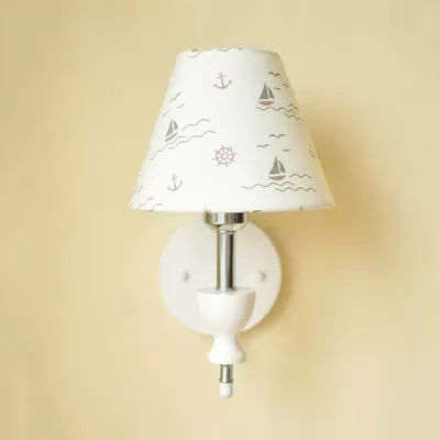 Fabric Floral Wall Light Child Bedroom 1 Head Contemporary Sconce Light in White Clearhalo 'Industrial' 'Middle century wall lights' 'Tiffany wall lights' 'Tiffany' 'Wall Lamps & Sconces' 'Wall Lights' Lighting' 68339