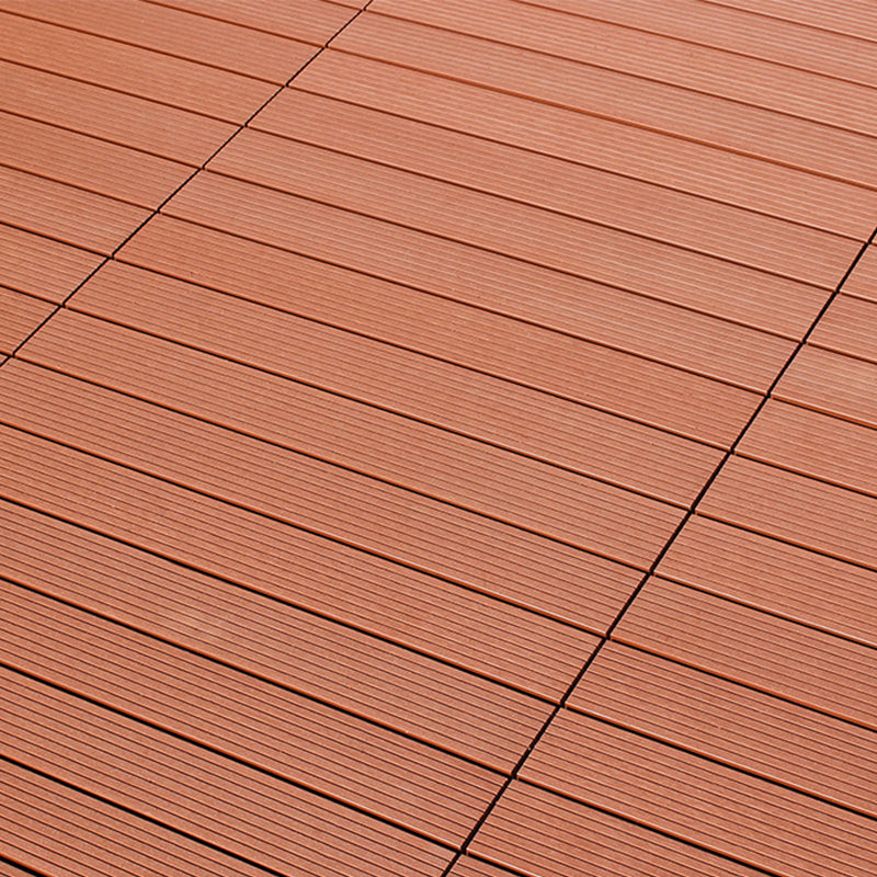 Polypropylene Deck Tile Kit 4-Slat Interlocking Patio Tiles Outdoor Patio 23.6"L x 11.8"W x 0.8"H Rosewood Clearhalo 'Home Improvement' 'home_improvement' 'home_improvement_outdoor_deck_tiles_planks' 'Outdoor Deck Tiles & Planks' 'Outdoor Flooring & Tile' 'Outdoor Remodel' 'outdoor_deck_tiles_planks' 6835103