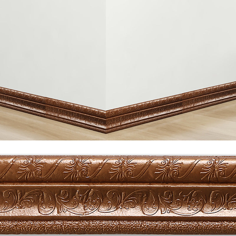 Modern PVC Baseboard Smooth Baseboard 3D Living Room Set of 1 Coppery Clearhalo 'Flooring 'Home Improvement' 'home_improvement' 'home_improvement_wall_paneling' 'Wall Paneling' 'wall_paneling' 'Walls & Ceilings' Walls and Ceiling' 6835337