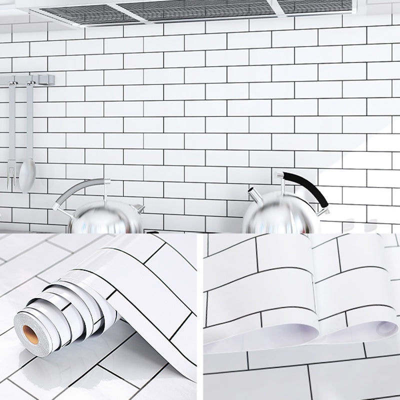 Modern Kitchen Backsplash Wallpaper Plaid Print Peel and Stick Backsplash Tile White 197"L x 24"W Clearhalo 'Flooring 'Home Improvement' 'home_improvement' 'home_improvement_peel_stick_blacksplash' 'Peel & Stick Backsplash Tile' 'peel_stick_blacksplash' 'Walls & Ceilings' Walls and Ceiling' 6835667