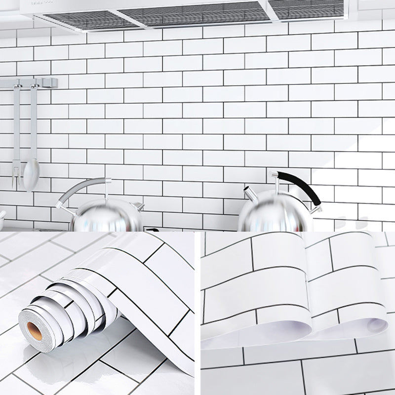 Modern Kitchen Backsplash Wallpaper Plaid Print Peel and Stick Backsplash Tile White 787"L x 24"W Clearhalo 'Flooring 'Home Improvement' 'home_improvement' 'home_improvement_peel_stick_blacksplash' 'Peel & Stick Backsplash Tile' 'peel_stick_blacksplash' 'Walls & Ceilings' Walls and Ceiling' 6835668