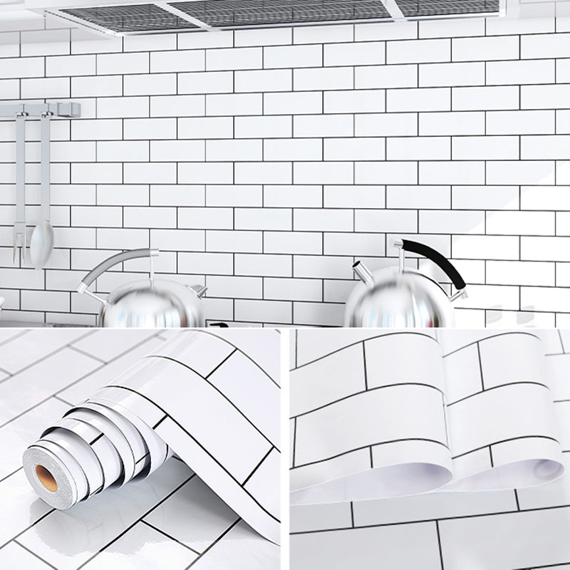 Modern Kitchen Backsplash Wallpaper Plaid Print Peel and Stick Backsplash Tile White 394"L x 24"W Clearhalo 'Flooring 'Home Improvement' 'home_improvement' 'home_improvement_peel_stick_blacksplash' 'Peel & Stick Backsplash Tile' 'peel_stick_blacksplash' 'Walls & Ceilings' Walls and Ceiling' 6835670