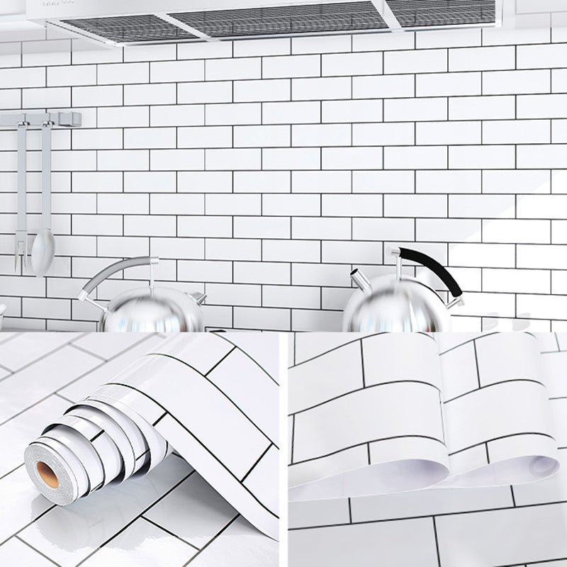 Modern Kitchen Backsplash Wallpaper Plaid Print Peel and Stick Backsplash Tile White 1969"L x 24"W Clearhalo 'Flooring 'Home Improvement' 'home_improvement' 'home_improvement_peel_stick_blacksplash' 'Peel & Stick Backsplash Tile' 'peel_stick_blacksplash' 'Walls & Ceilings' Walls and Ceiling' 6835674