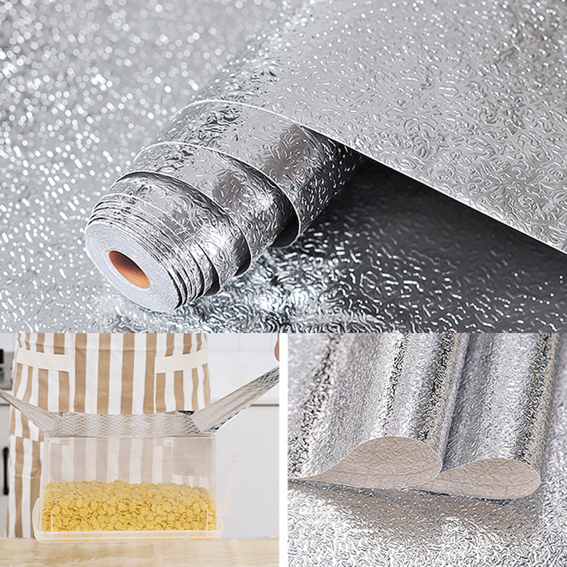 Modern Kitchen Backsplash Wallpaper Plaid Print Peel and Stick Backsplash Tile Grey 1969"L x 24"W Clearhalo 'Flooring 'Home Improvement' 'home_improvement' 'home_improvement_peel_stick_blacksplash' 'Peel & Stick Backsplash Tile' 'peel_stick_blacksplash' 'Walls & Ceilings' Walls and Ceiling' 6835682