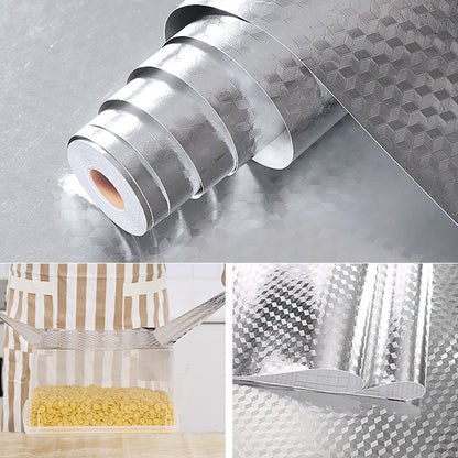 Modern Kitchen Backsplash Wallpaper Plaid Print Peel and Stick Backsplash Tile Silver 197"L x 24"W Clearhalo 'Flooring 'Home Improvement' 'home_improvement' 'home_improvement_peel_stick_blacksplash' 'Peel & Stick Backsplash Tile' 'peel_stick_blacksplash' 'Walls & Ceilings' Walls and Ceiling' 6835687