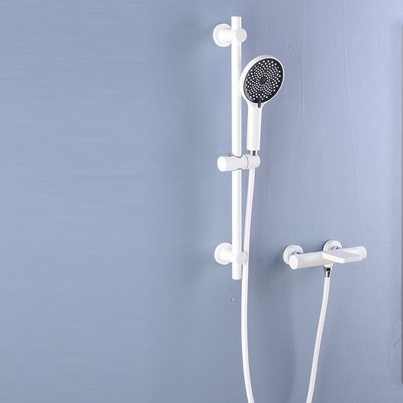 Waterfall Tub Filler Copper Wall-Mounted Double Knob Handle Tub Filler with Handshower White Hand Shower Included Risers Included Clearhalo 'Bathroom Remodel & Bathroom Fixtures' 'Bathtub Faucets' 'bathtub_faucets' 'Home Improvement' 'home_improvement' 'home_improvement_bathtub_faucets' 6835746