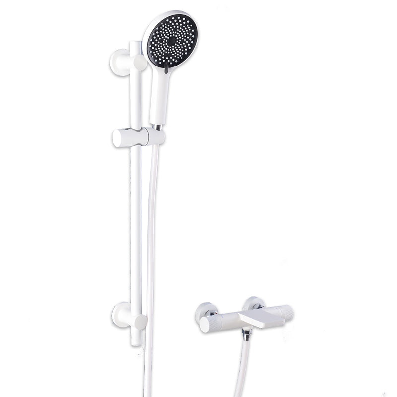 Waterfall Tub Filler Copper Wall-Mounted Double Knob Handle Tub Filler with Handshower Clearhalo 'Bathroom Remodel & Bathroom Fixtures' 'Bathtub Faucets' 'bathtub_faucets' 'Home Improvement' 'home_improvement' 'home_improvement_bathtub_faucets' 6835749