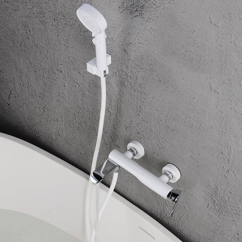 Swivel Tub Filler Wall Mount Single Lever Handle Brass Tub Filler with Hand Shower Clearhalo 'Bathroom Remodel & Bathroom Fixtures' 'Bathtub Faucets' 'bathtub_faucets' 'Home Improvement' 'home_improvement' 'home_improvement_bathtub_faucets' 6835769