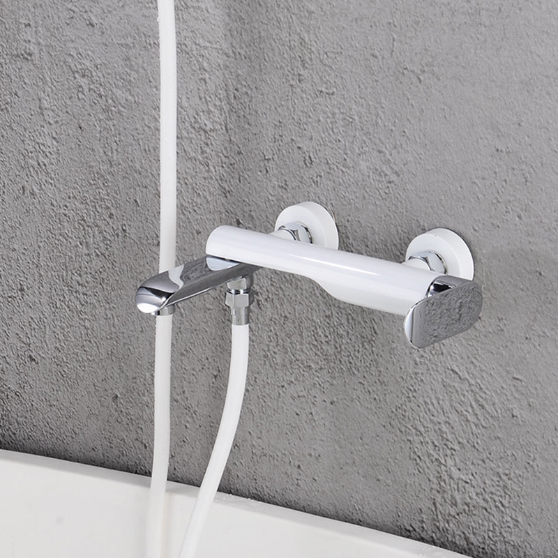Swivel Tub Filler Wall Mount Single Lever Handle Brass Tub Filler with Hand Shower Clearhalo 'Bathroom Remodel & Bathroom Fixtures' 'Bathtub Faucets' 'bathtub_faucets' 'Home Improvement' 'home_improvement' 'home_improvement_bathtub_faucets' 6835780