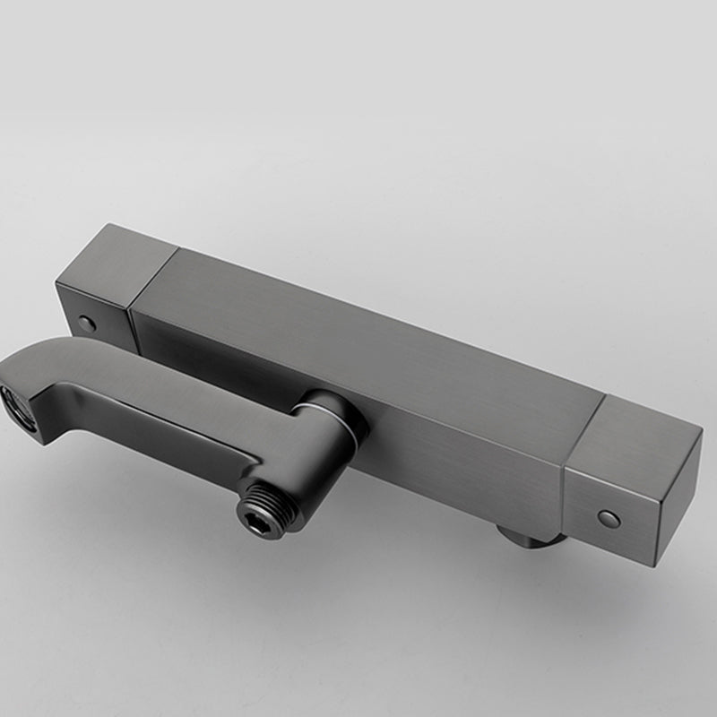 Black Tub Filler Wall-Mounted Brass Single Knob Handle Swivel Tub Filler with Handshower Clearhalo 'Bathroom Remodel & Bathroom Fixtures' 'Bathtub Faucets' 'bathtub_faucets' 'Home Improvement' 'home_improvement' 'home_improvement_bathtub_faucets' 6835835